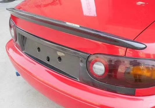 Carbon Fiber Rear Tail Light Panel & License Plate Trim – Fits Mazda Miata MX-5 NA (MK1) - JDM Tamashii