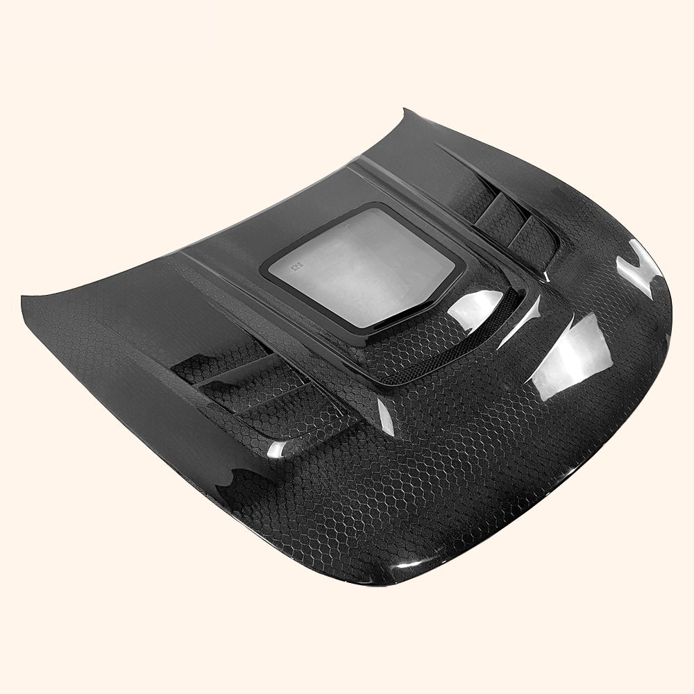 KZ Style Vented Carbon Fiber Hood with Transparent Intake – Fits 2008–2013 Infiniti G37 Coupe