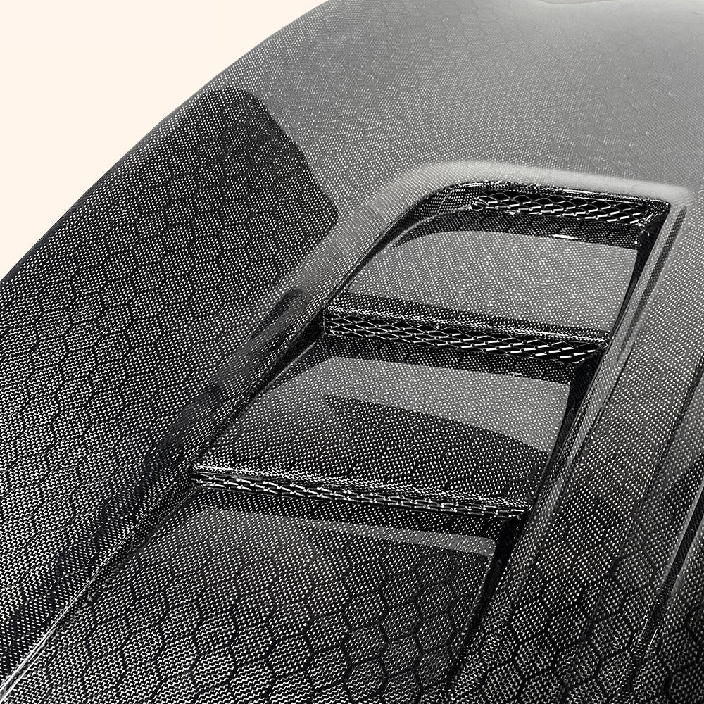 KZ Style Vented Carbon Fiber Hood with Transparent Intake – Fits 2008–2013 Infiniti G37 Coupe
