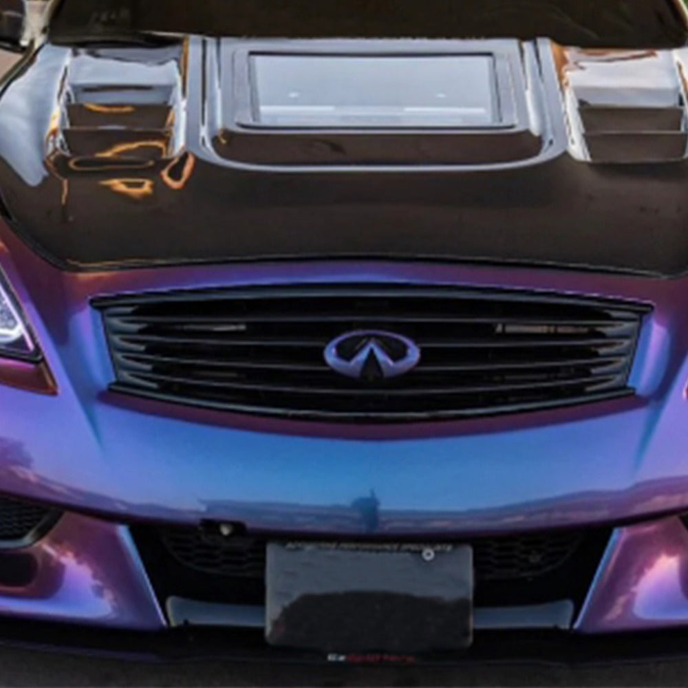 KZ Style Vented Carbon Fiber Hood with Transparent Intake – Fits 2008–2013 Infiniti G37 Coupe