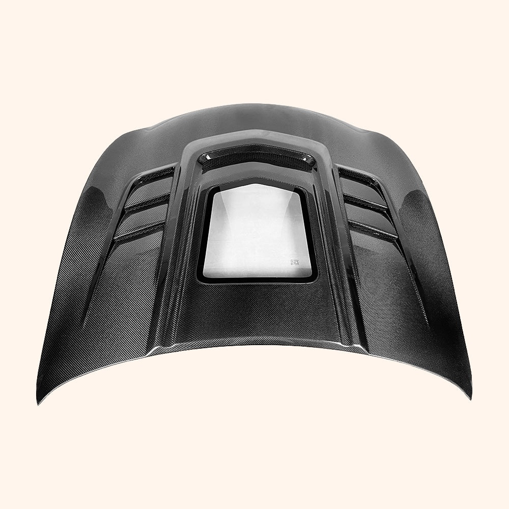 KZ Style Vented Carbon Fiber Hood with Transparent Intake – Fits 2008–2013 Infiniti G37 Coupe