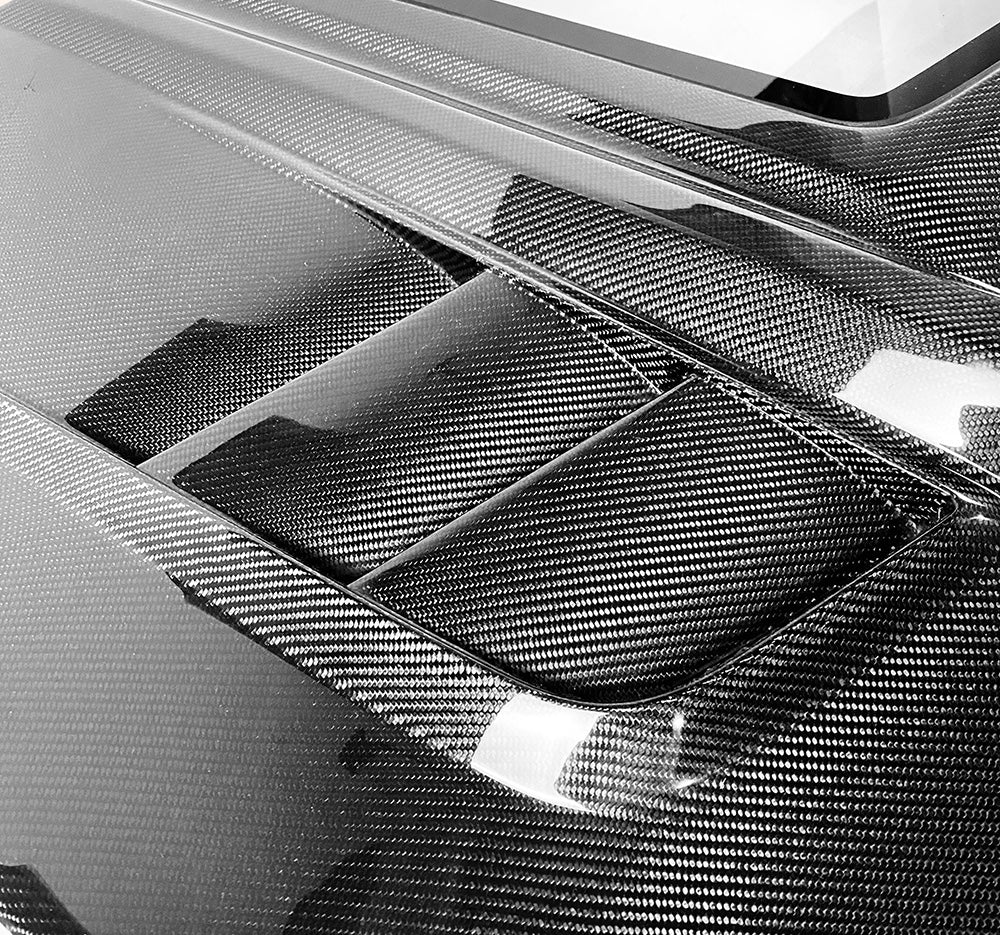 KZ Style Vented Carbon Fiber Hood with Transparent Intake – Fits 2008–2013 Infiniti G37 Coupe