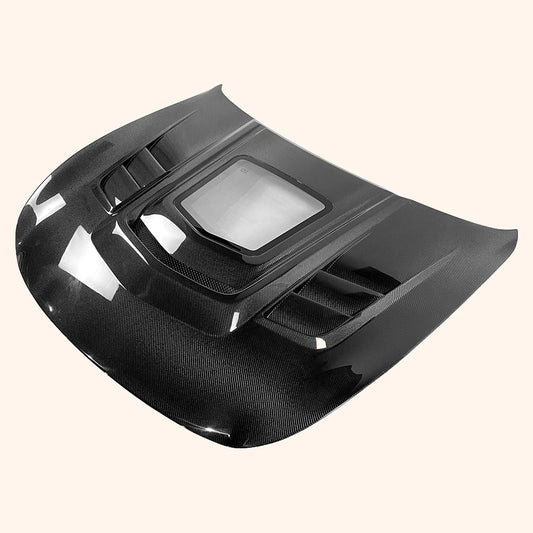 KZ Style Vented Carbon Fiber Hood with Transparent Intake – Fits 2008–2013 Infiniti G37 Coupe